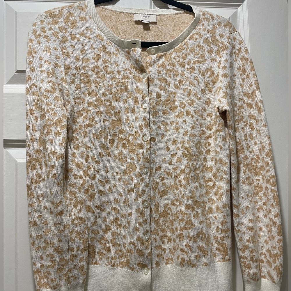 Women's Cream and Camel Animal Patterned Cardigan